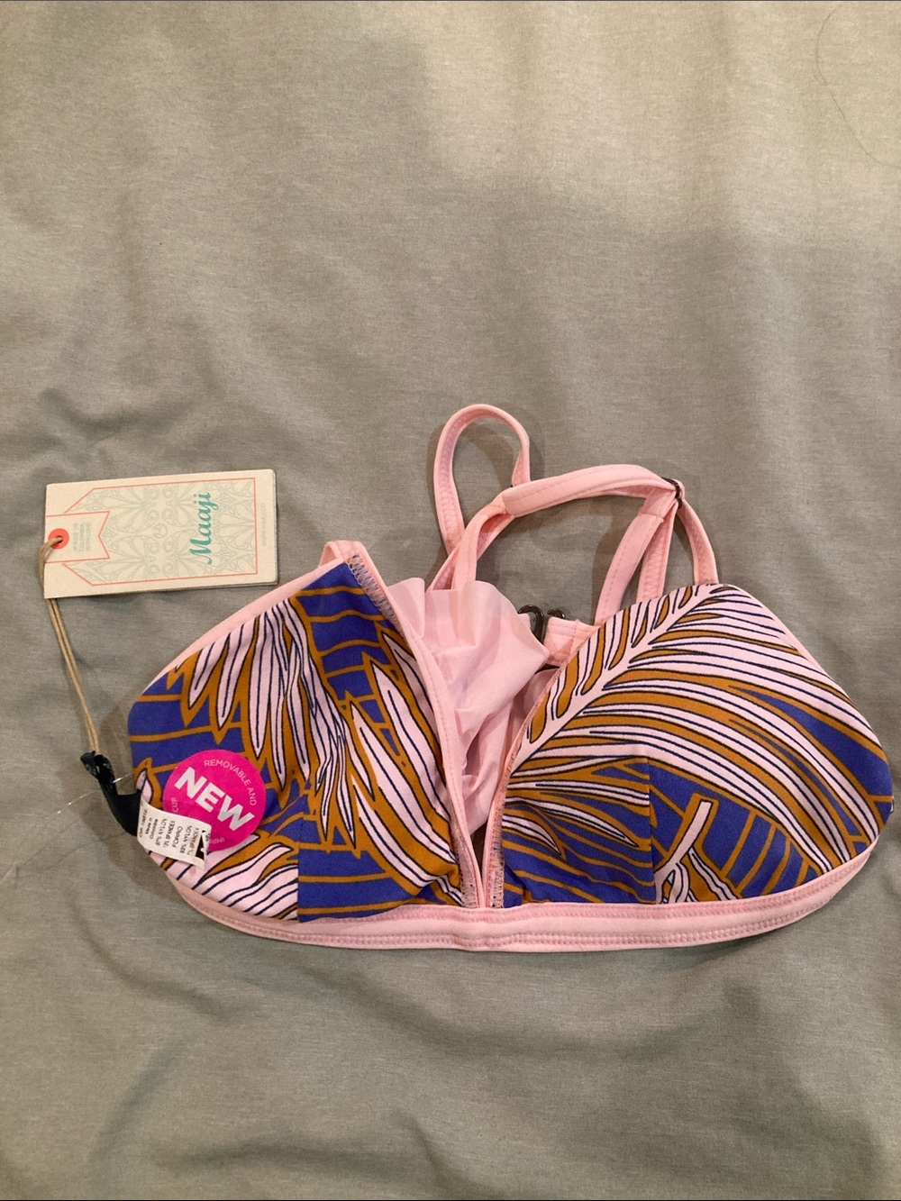 Maaji Pink Purple Brown Patterned Swim Top size M